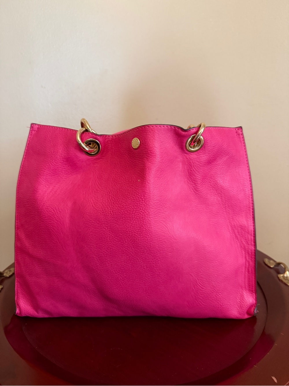 Kate Landry Hot Pink Tote with Gold Ring Hardware